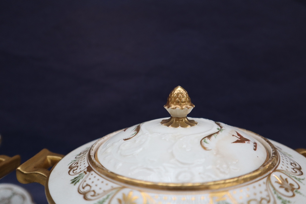 A pair of Swansea porcelain sauce tureens, covers and stands, with moulded lids and borders, - Image 5 of 12