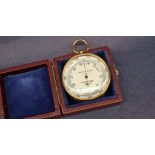 A J H Steward pocket barometer, in a cylindrical brass case,