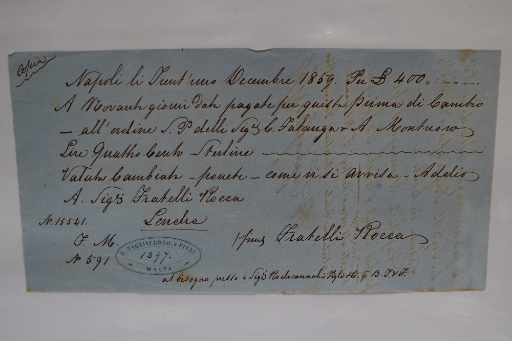 A collection of Bill of sales from the 1850's mostly Malta and North Africa (approximately 44) - Bild 7 aus 8
