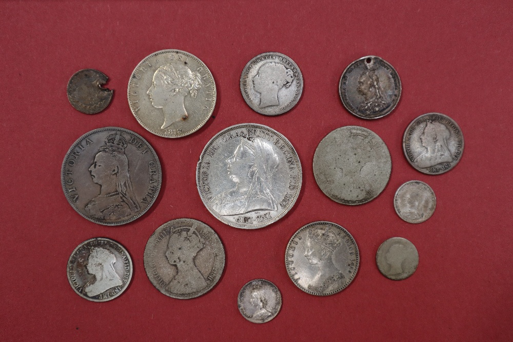 A Victorian silver crown dated 1893 together with a collection of Victorian silver coins - Image 2 of 2