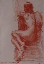 David Knight Nude Study 1 Signed The Albany Gallery label verso 36 x 25cm ***Artists resale rights