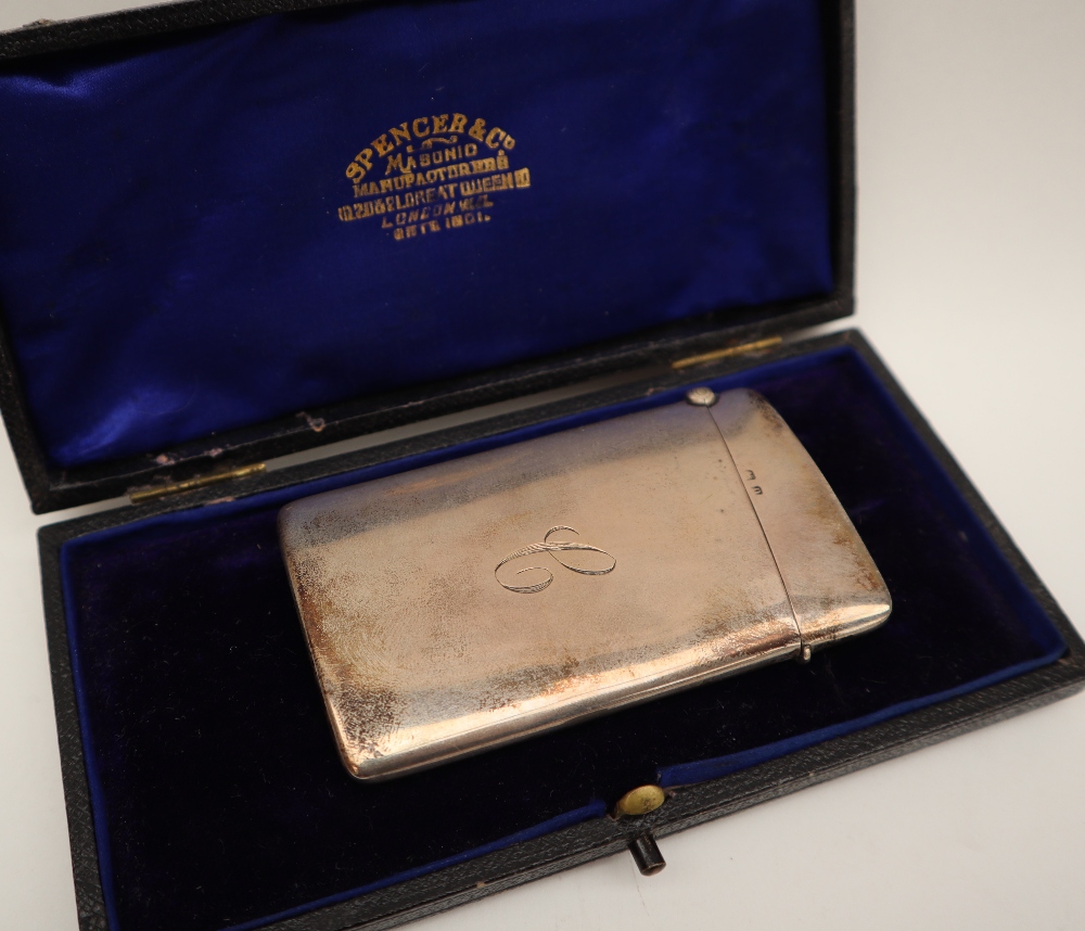 A George V silver card carrying case of rectangular form, Birmingham, 1912,