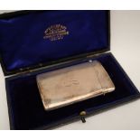 A George V silver card carrying case of rectangular form, Birmingham, 1912,