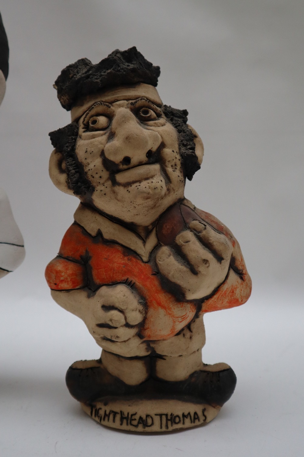 A John Hughes pottery Grogg of Will Carling in England Kit, No 13 to the reverse, signed and dated, - Image 6 of 8