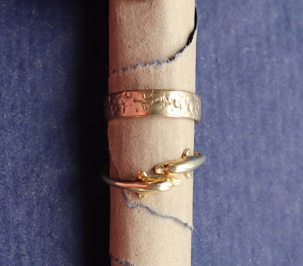 A 9ct yellow gold textured wedding band, size L, approximately 2. - Image 2 of 3