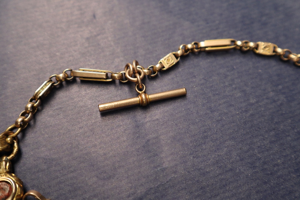 A 9ct yellow gold Albert watch chain, with circular and oval links, approximately 24 grams, - Image 3 of 4