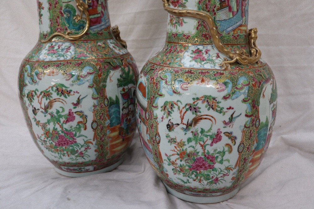 A pair of 19th century large Chinese Canton Famille Rose vases, - Image 8 of 17