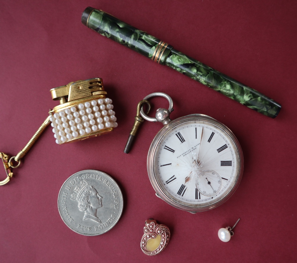 A silver open faced pocket watch,