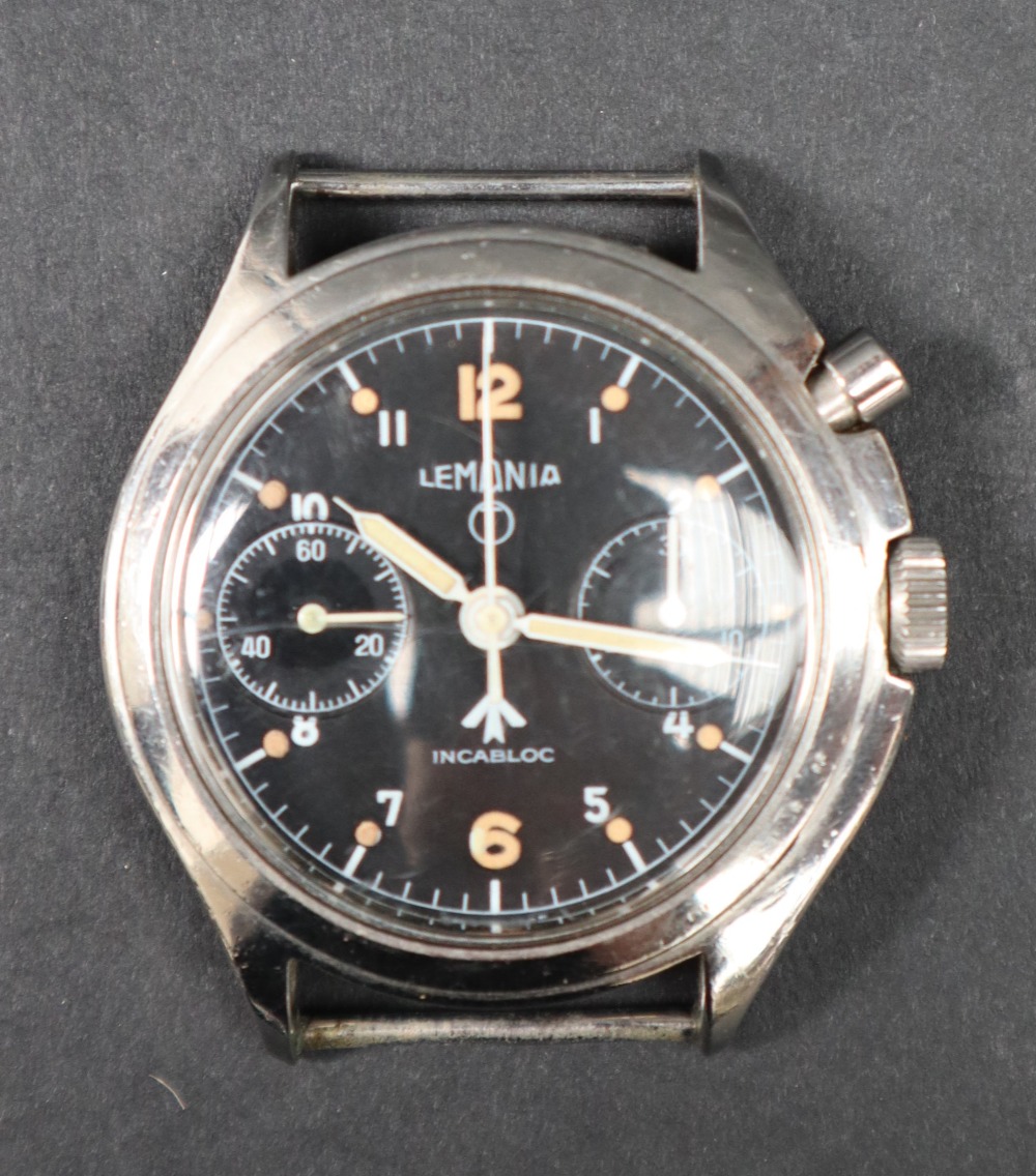 An RAF Lemania single push chronograph stainless steel wristwatch, 40mm case, - Image 5 of 5