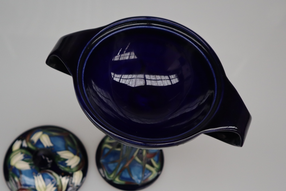 A Moorcroft pottery twin handled bonbonniere and cover in the loch hope pattern, - Image 3 of 5