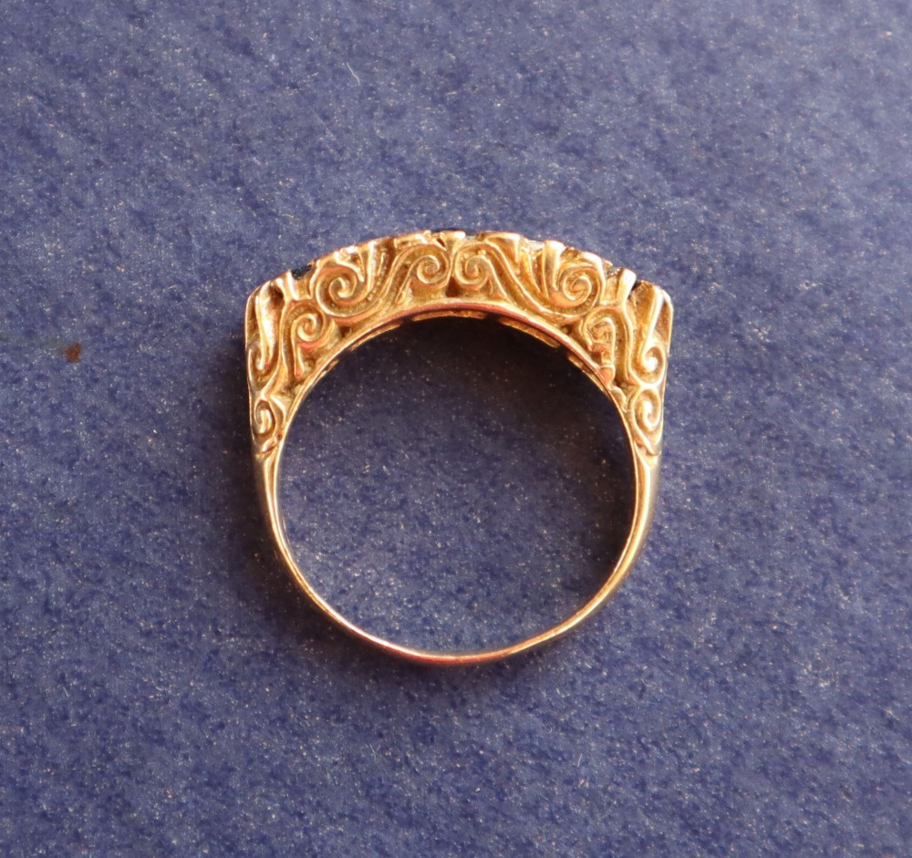 An 18ct gold sapphire and diamond dress ring, - Image 3 of 6