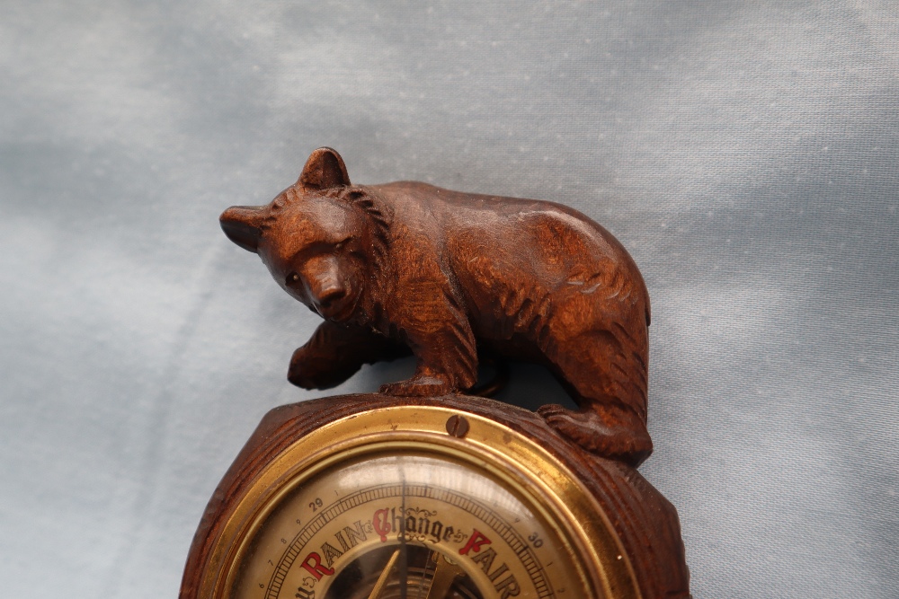 A Black Forest bear barometer together with a carved bear and cut glass table salt and another of a - Image 5 of 8