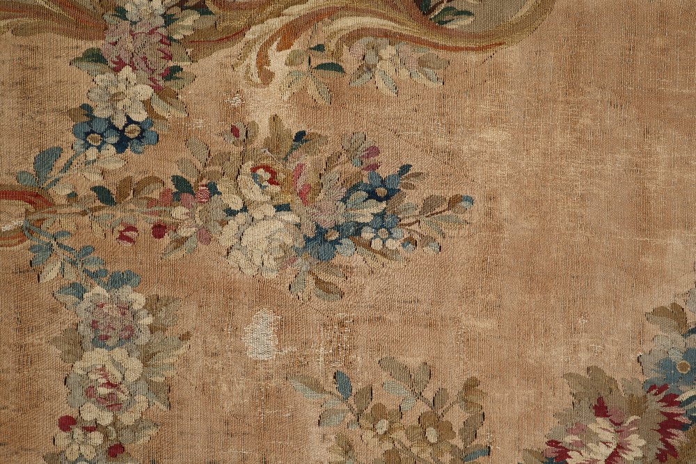 An 18th century French Aubusson medallion pastoral tapestry with a floral swag border, - Image 7 of 8