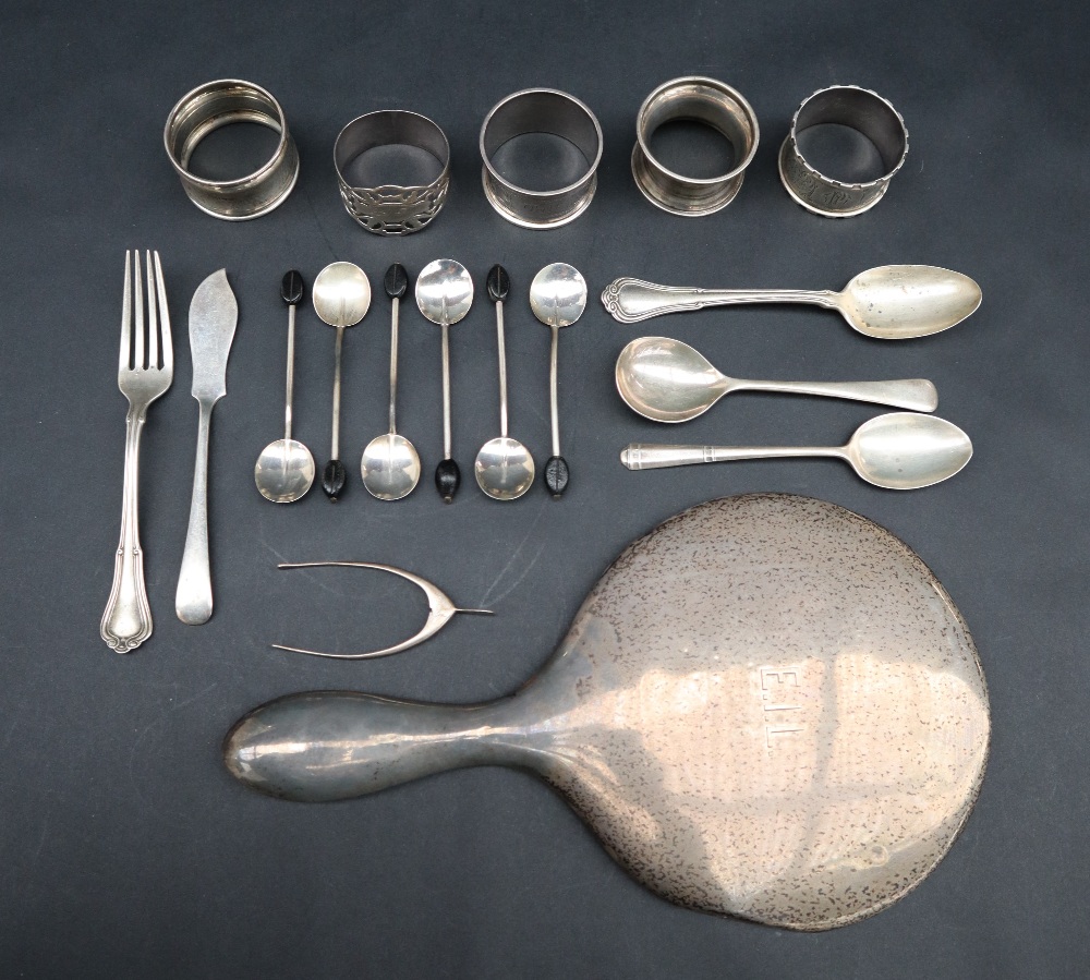 A George V silver spoon and fork set, Birmingham, 1927,