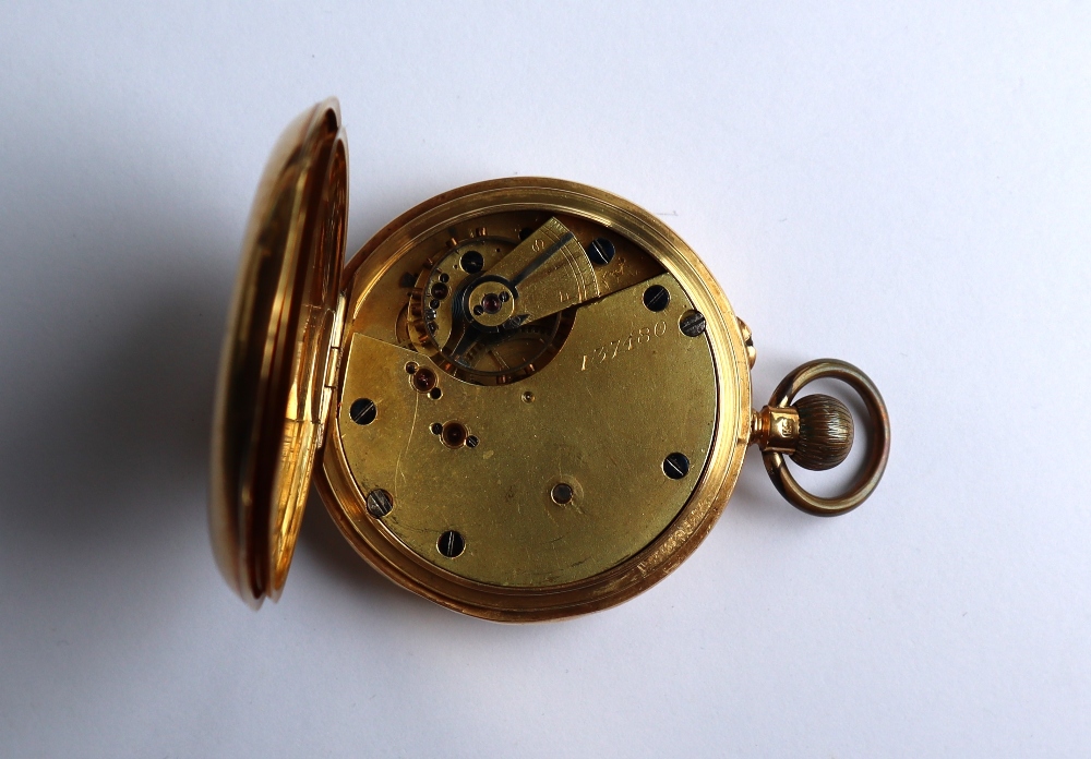 An 18ct yellow gold open faced pocket watch, with an enamel dial, - Bild 5 aus 10