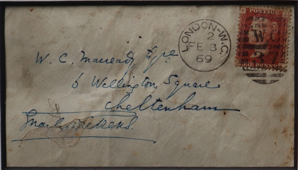 Charles Dickens (1812-1870) A hand written 1869 envelope addressed to W C Macready Esq of 6 - Image 3 of 4