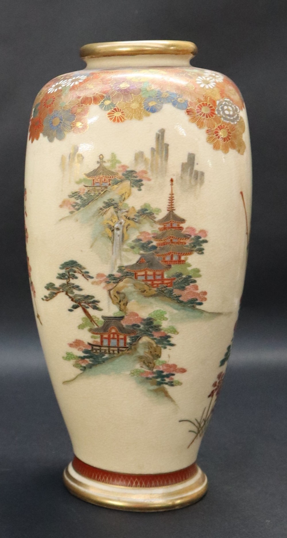 A Japanese satsuma pottery vase of tapering rectangular form painted with a landscape scene, - Image 3 of 8