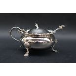 A George V silver cauldron mustard pot and cover,