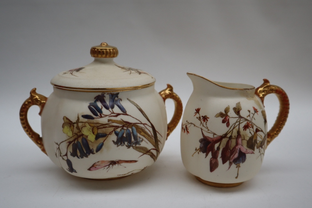 A Worcester three piece teaset, - Image 6 of 11