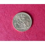 A Victorian young head gold sovereign dated 1885