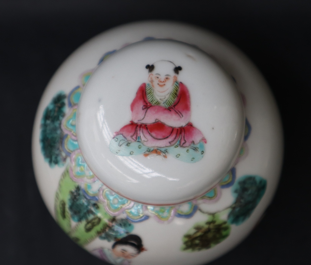 A Chinese porcelain ginger jar, decorated with figures under a tree, - Image 2 of 14