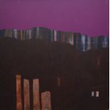 Ian Williams Slate Fence Oil on Canvas Label verso 91 x 91cm