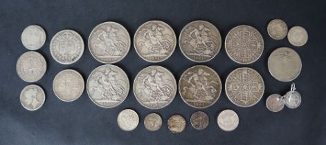 Six Victorian crowns dated 1887, 1891, 1895, 1896 and 1897 together with two 1889 double Florins,