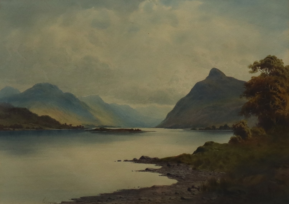 Donald A Paton On Loch Linnhe Watercolour Signed Label verso 25 x 35. - Bild 4 aus 6