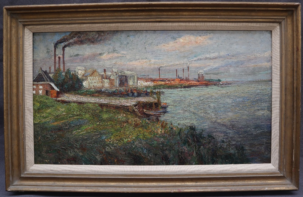 H Coeck Peninsular scene Oil on canvas Signed 37. - Bild 2 aus 5