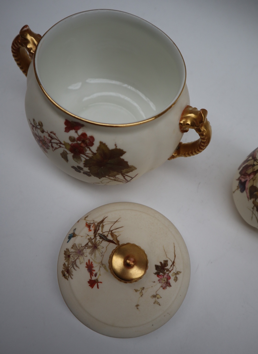 A Worcester three piece teaset, - Image 10 of 11