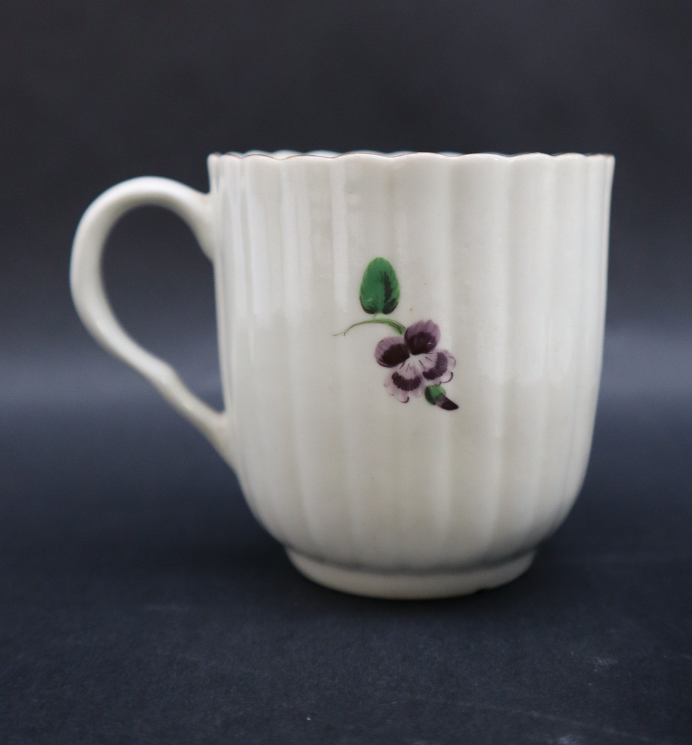 A First period Worcester fluted coffee cup and saucer of vertically fluted form, - Image 6 of 8