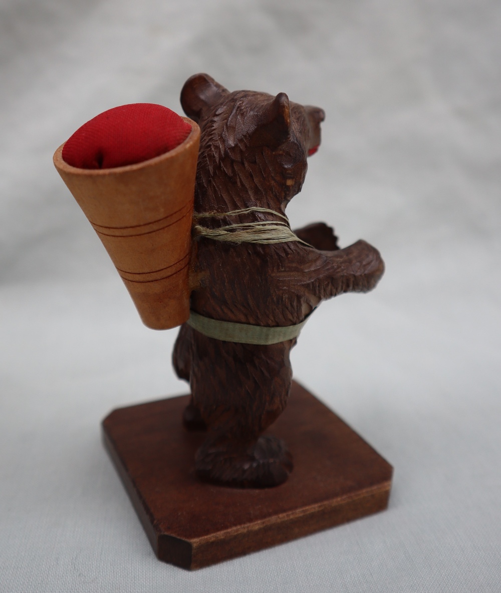 A Black Forest carved bear with a pin cushion back pack, 9. - Image 6 of 10