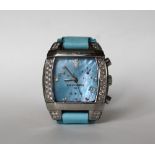 A lady's Façonnable Mezza Luna Moonlight stainless steel and pave set diamond chronograph