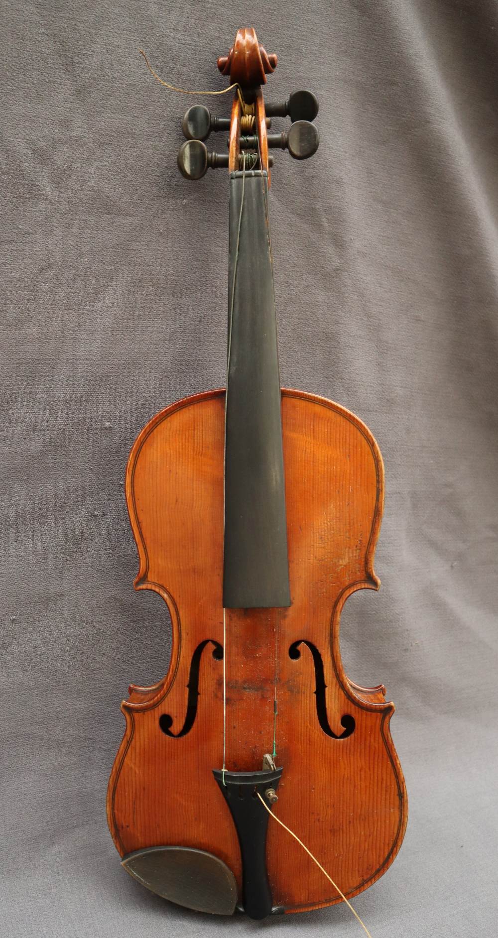 A three quarter size violin, with a two piece back and ebony stringing, bears a label El Tesoro, - Image 2 of 15