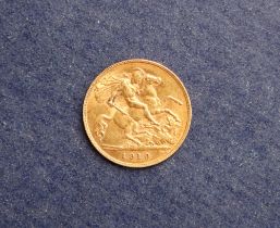 An Edward VII gold Half Sovereign,