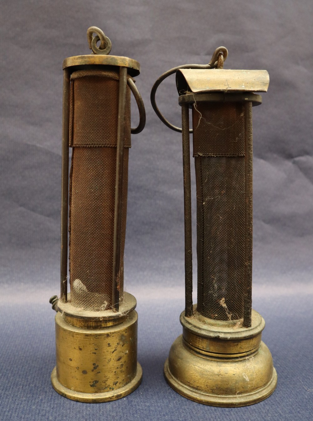 A 19th century brass Davy lamp, with an arched top and gauze shield on a screwed on brass base, 24. - Image 4 of 12