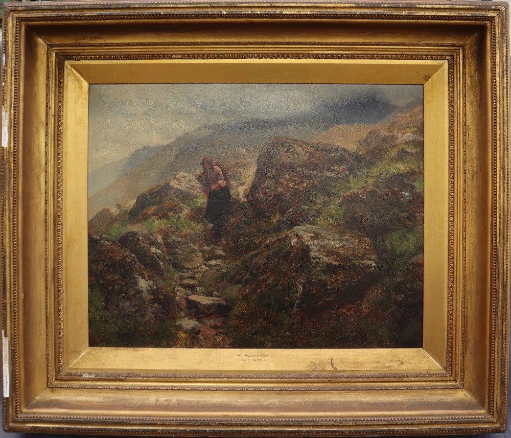 C T Burt The Mountain Path Oil on canvas Inscribed to the mount 47 x 59. - Bild 3 aus 4