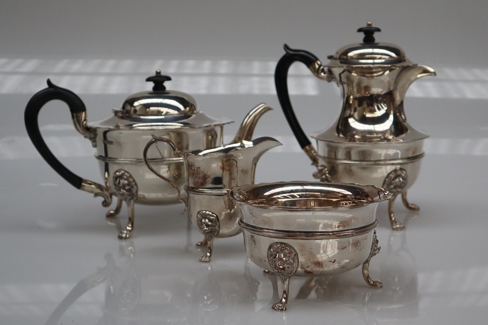 A George V silver four piece teaset, Sheffield, 1926 and 1923,