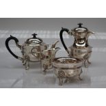 A George V silver four piece teaset, Sheffield, 1926 and 1923,