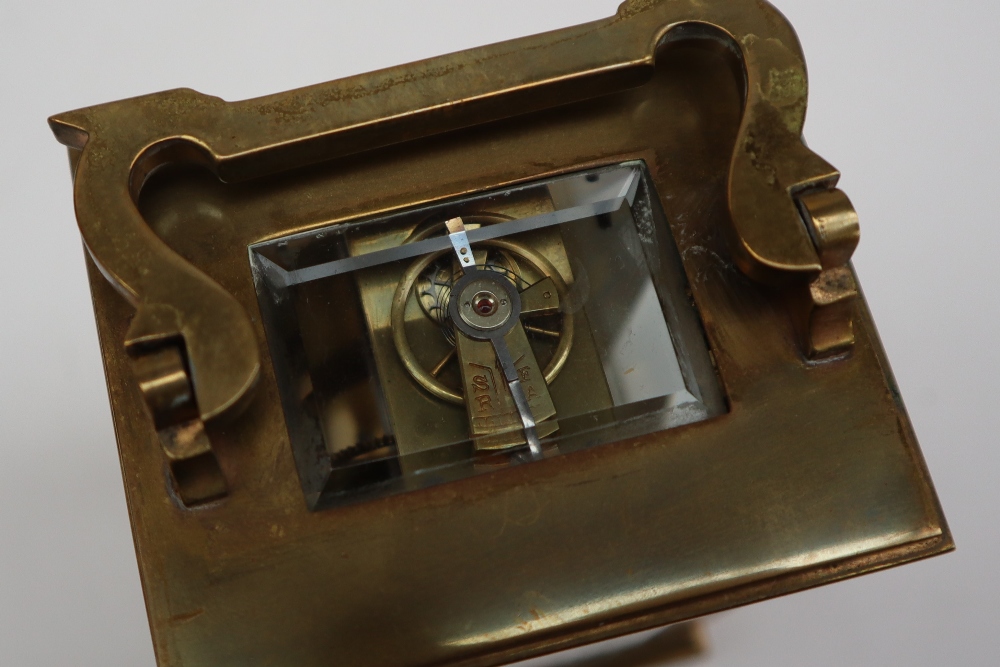 A brass cased carriage timepiece, - Bild 6 aus 9