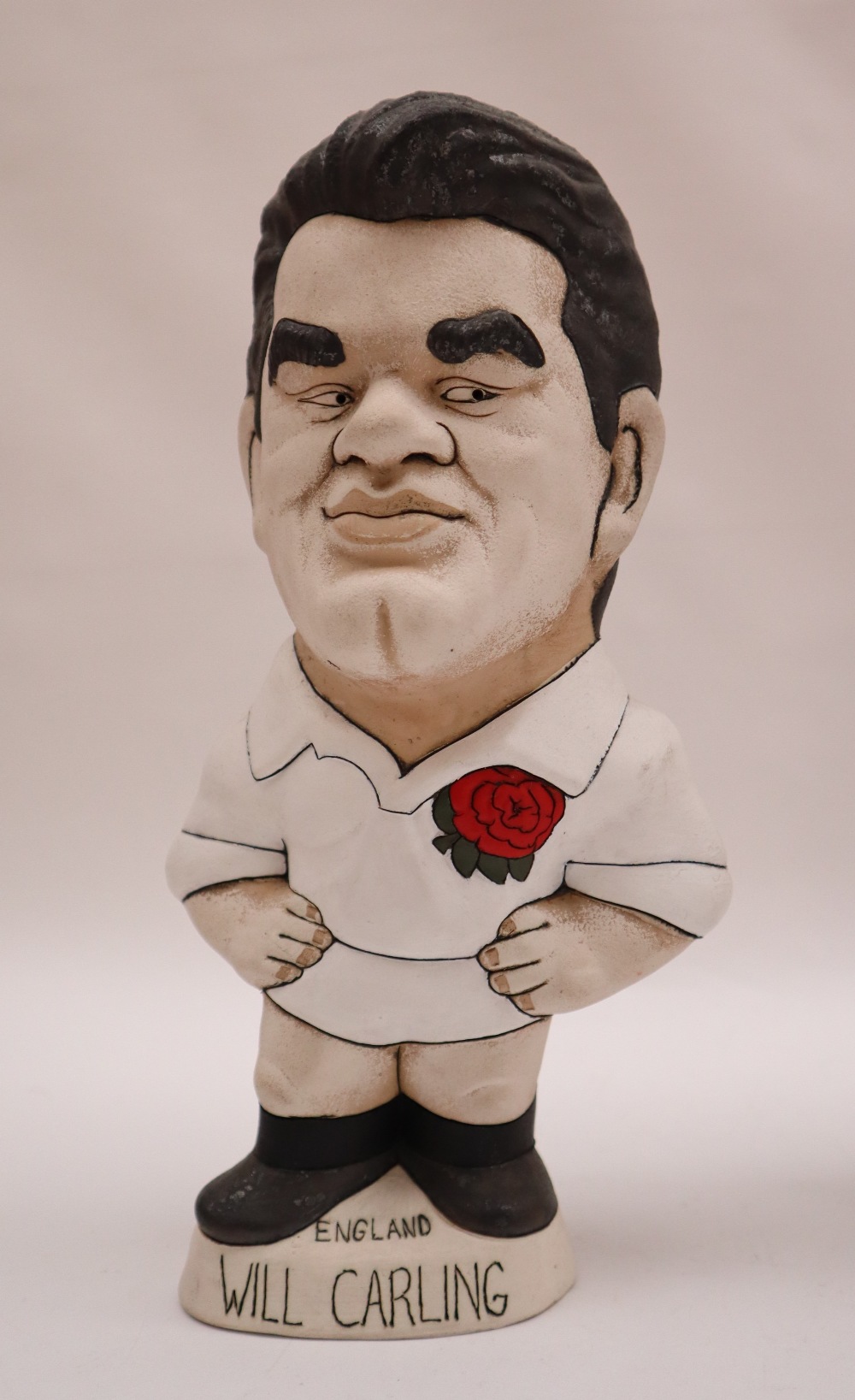 A John Hughes pottery Grogg of Will Carling in England Kit, No 13 to the reverse, signed and dated, - Image 2 of 8