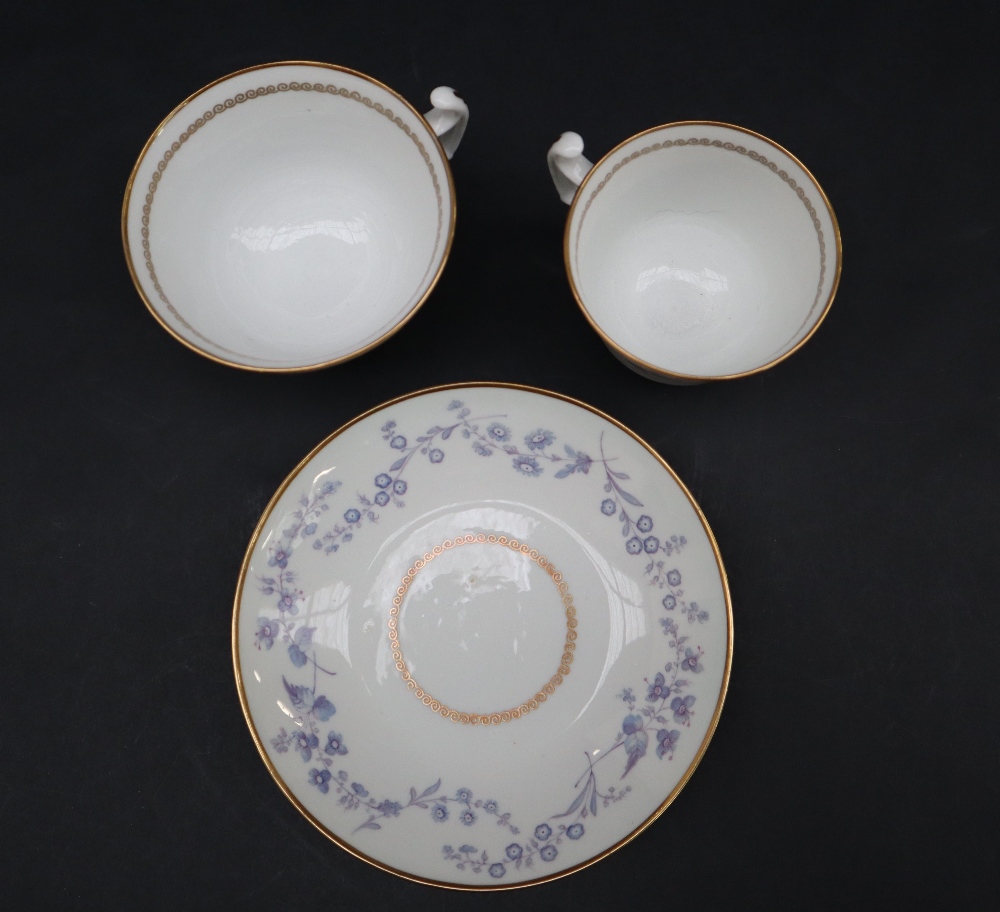 A Swansea porcelain Forget Me Not pattern trio, including a tea cup, - Image 4 of 5