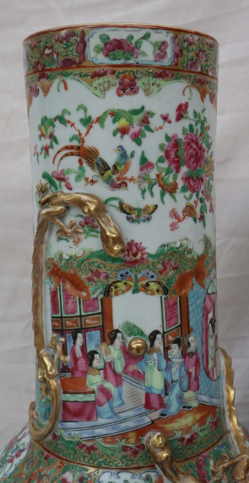 A pair of 19th century large Chinese Canton Famille Rose vases, - Image 10 of 17