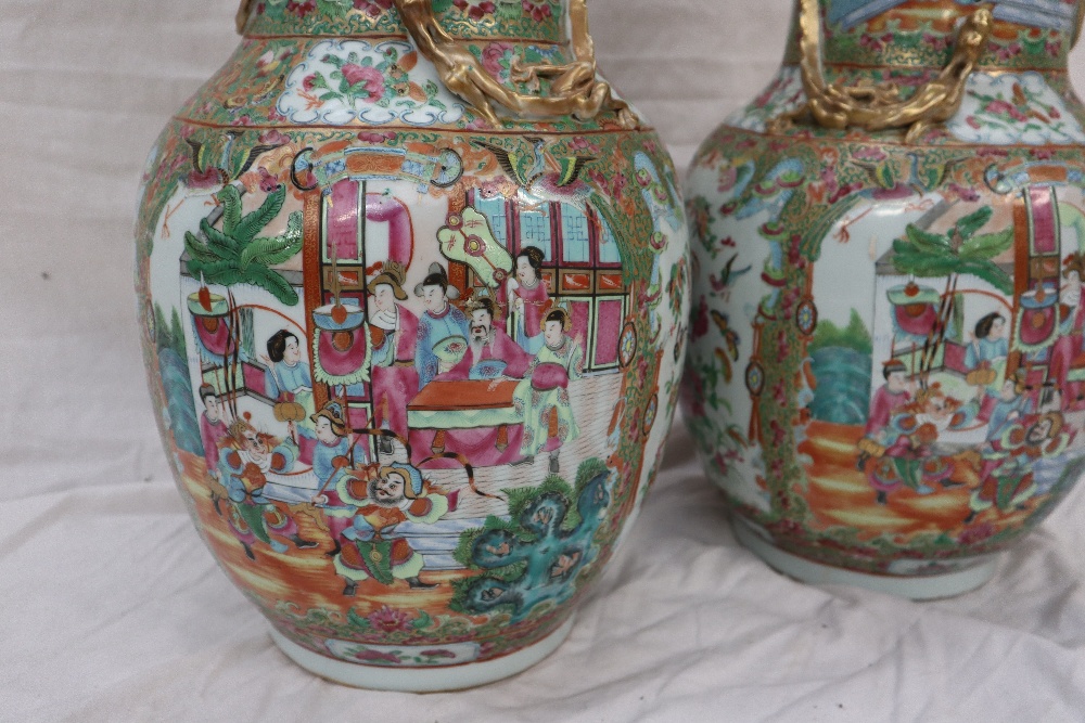 A pair of 19th century large Chinese Canton Famille Rose vases, - Image 3 of 17