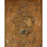 An 18th century French Aubusson medallion pastoral tapestry with a floral swag border,