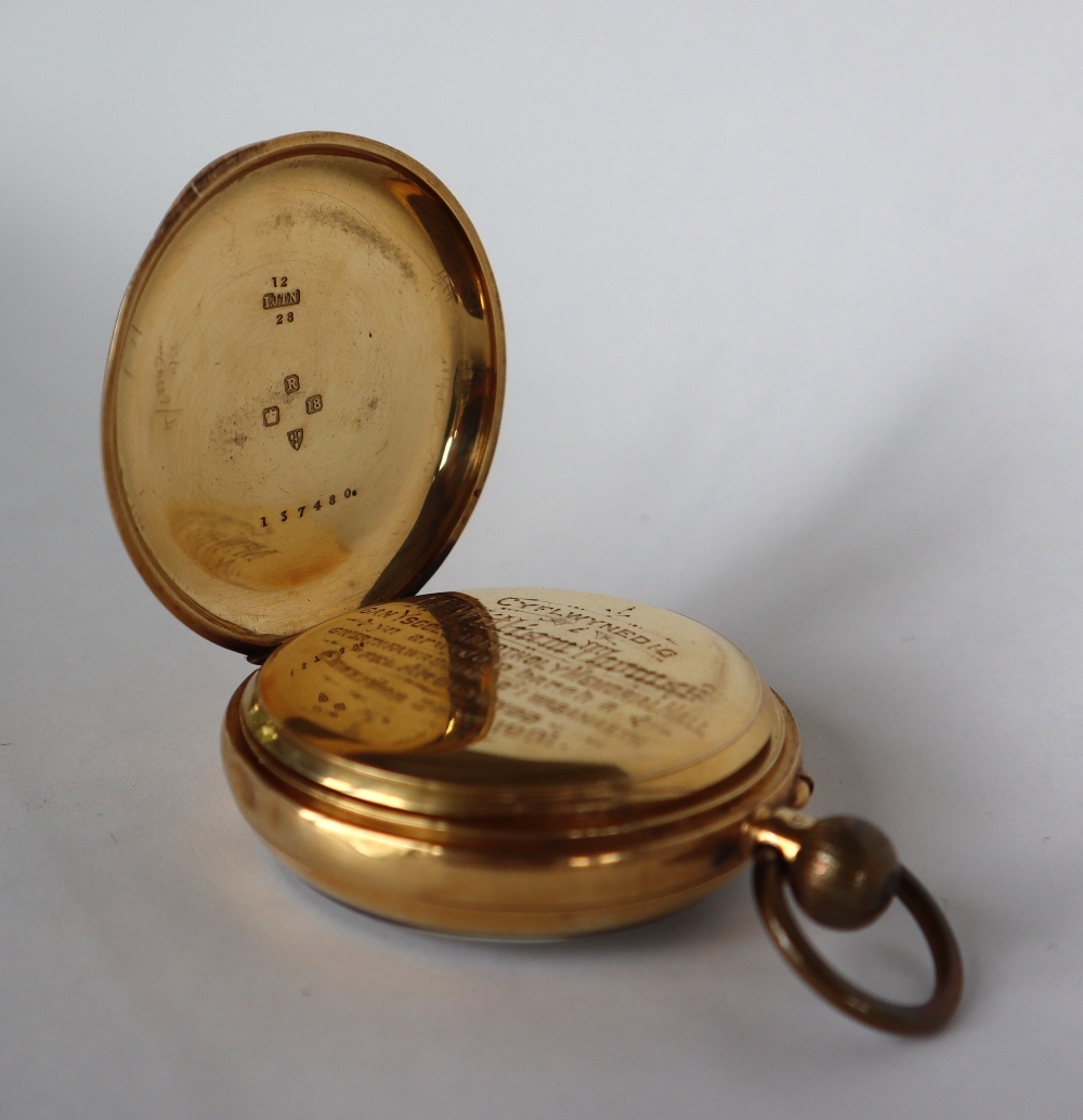 An 18ct yellow gold open faced pocket watch, with an enamel dial, - Bild 7 aus 10