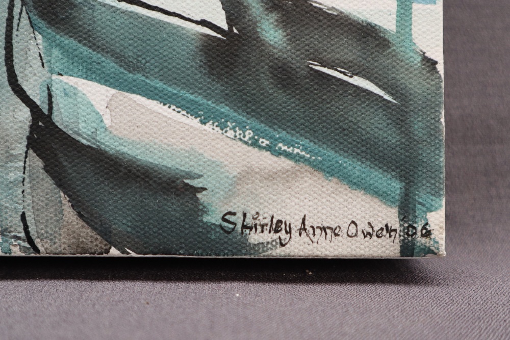Shirley Anne Owen Trehafod 4 Mixed Media Signed and dated '06 Inscription and label verso 51 x 41cm - Bild 5 aus 6