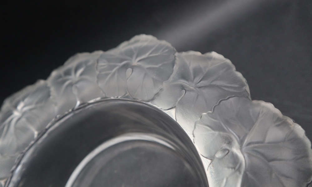 A Lalique Honfleur leaf pattern bowl, etched signature, - Image 2 of 7