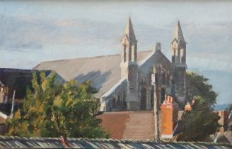 Mark Samuel Church Pontcanna Oil on board 56 x 36cm ***Artists resale rights may apply to this