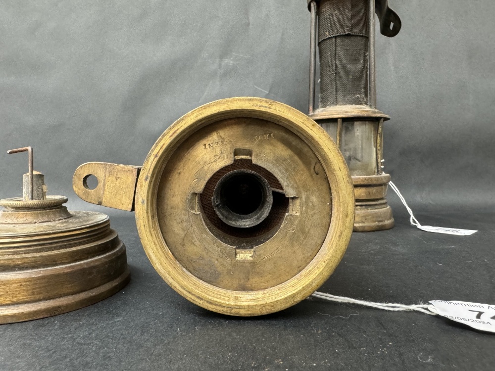 A Thomas's Patent brass and glass miners lamp, - Image 12 of 12